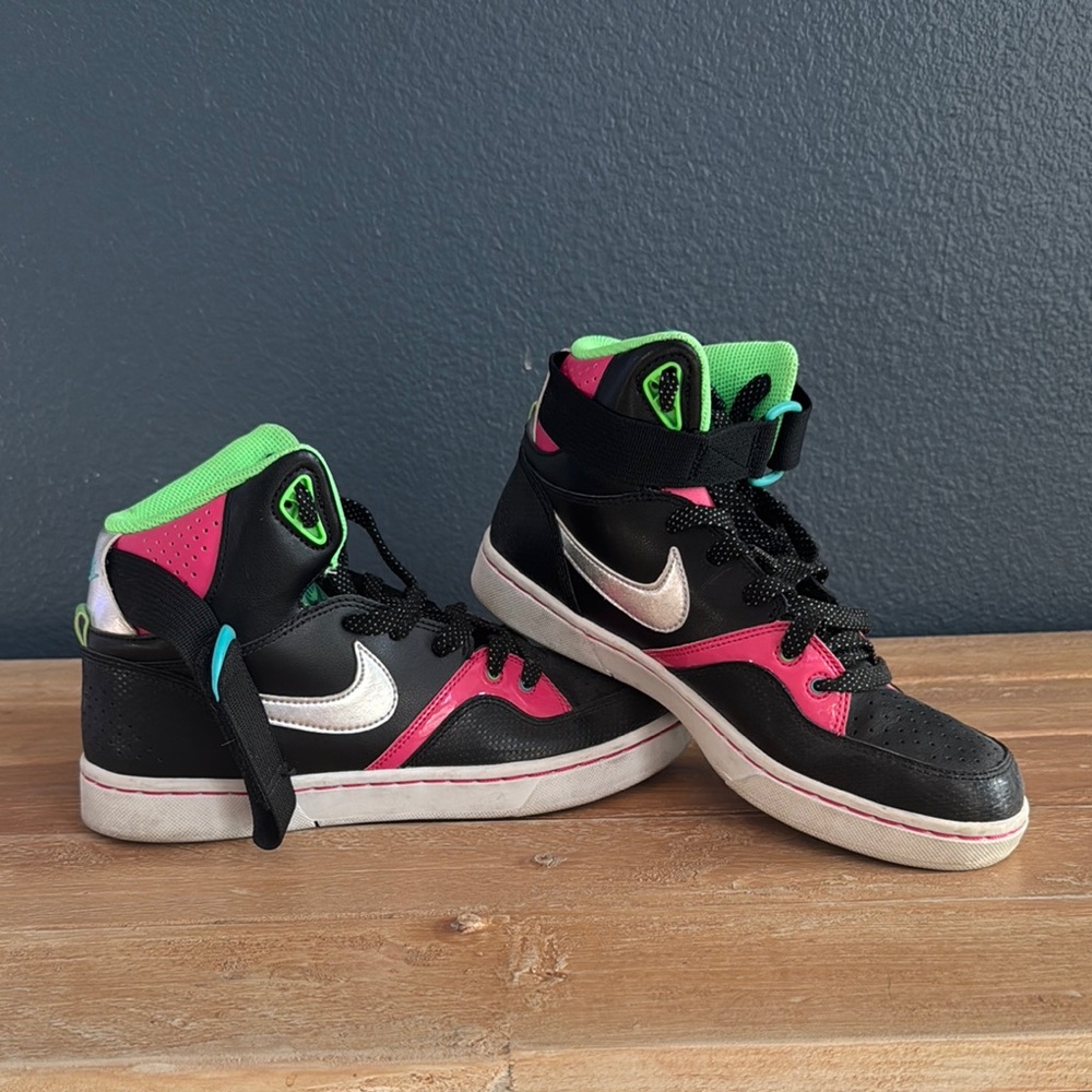 Nike Women's High-Top Sneakers - Black, Pink, Green